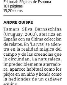 Reseña de Larvas en el Diario Vasco