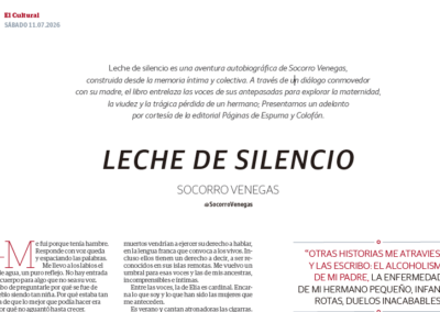 El Cultural de México publica un adelanto de Leche de silencio