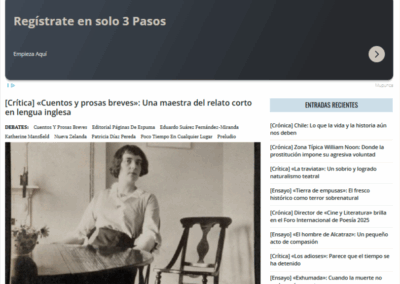 Cine y Literatura reseña los Cuentos de Katherine Mansfield