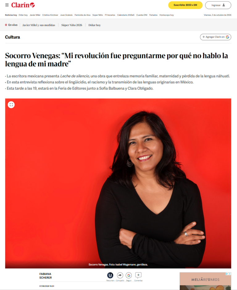 El Diario Clarín entrevista a Socorro Venegas