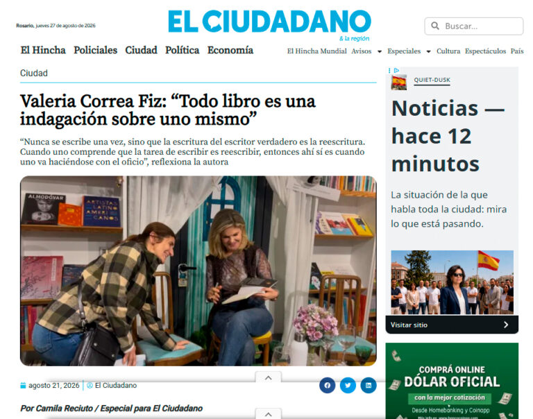 El Ciudadano de Rosario entrevista a Valeria Correa Fiz