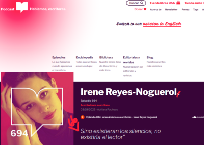 El podcast Hablemos, Escritoras entrevista a Irene Reyes-Noguerol