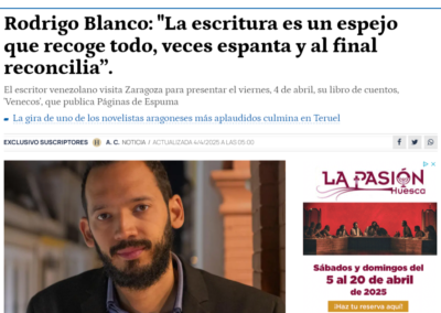 El Heraldo de Aragón entrevista a Rodrigo Blanco Calderón