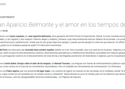Pedro Ugarte en Sexto Continente de RNE Exterior