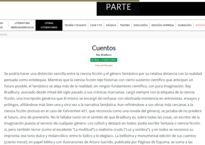 Revista Otra Parte reseña los Cuentos de Bradbury